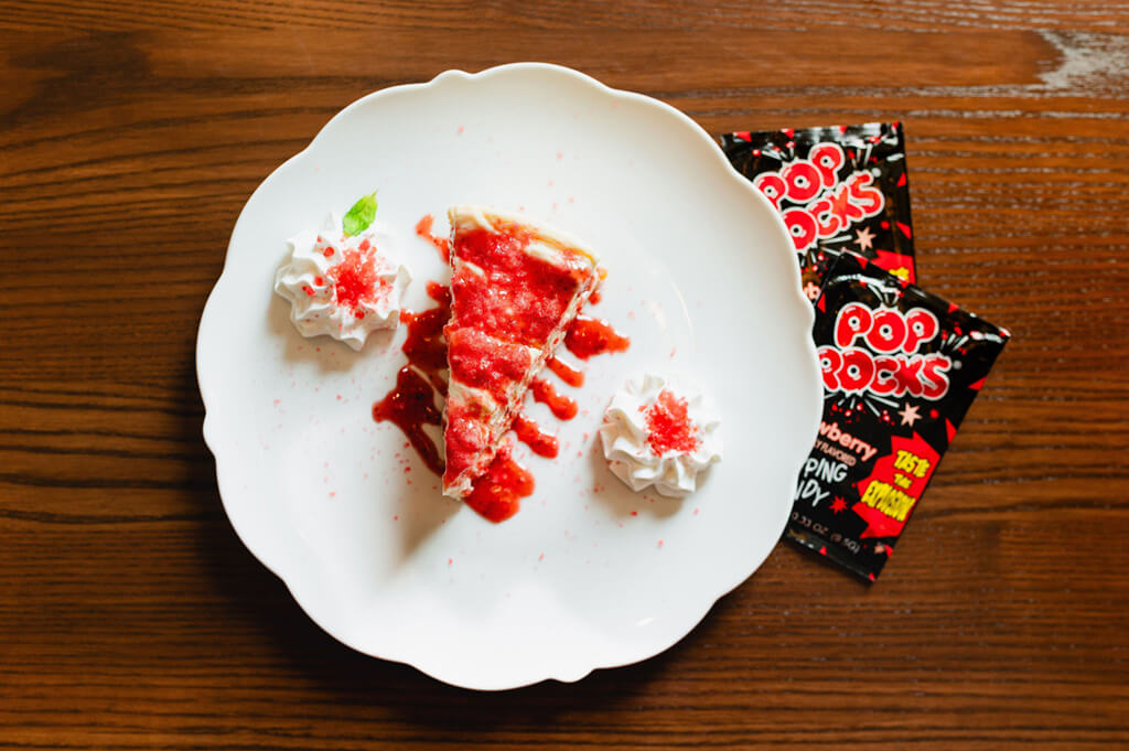 Pop Rocks cheesecake slice