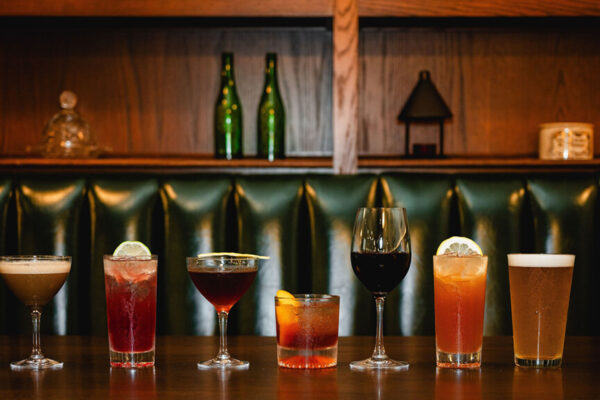 Cockatils-Gallery lineup of cocktails in Uphoff's Rotunda