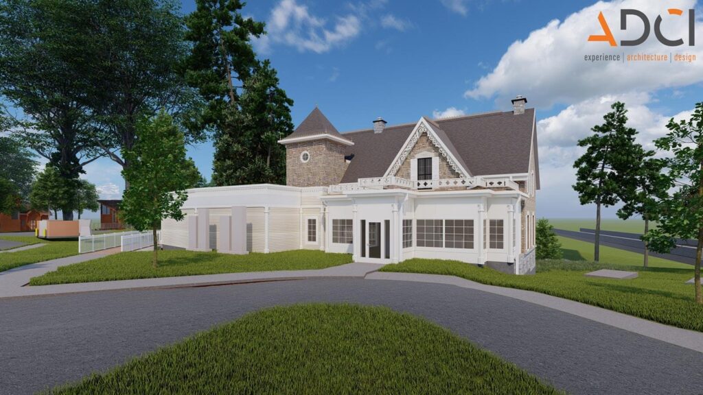 Rendering of front of Dawn Manor