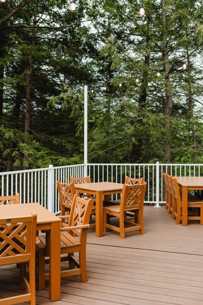 Patio seating at Dawn Manor