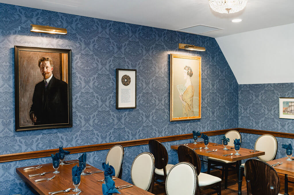 Artwork on the walls of the Raab Room