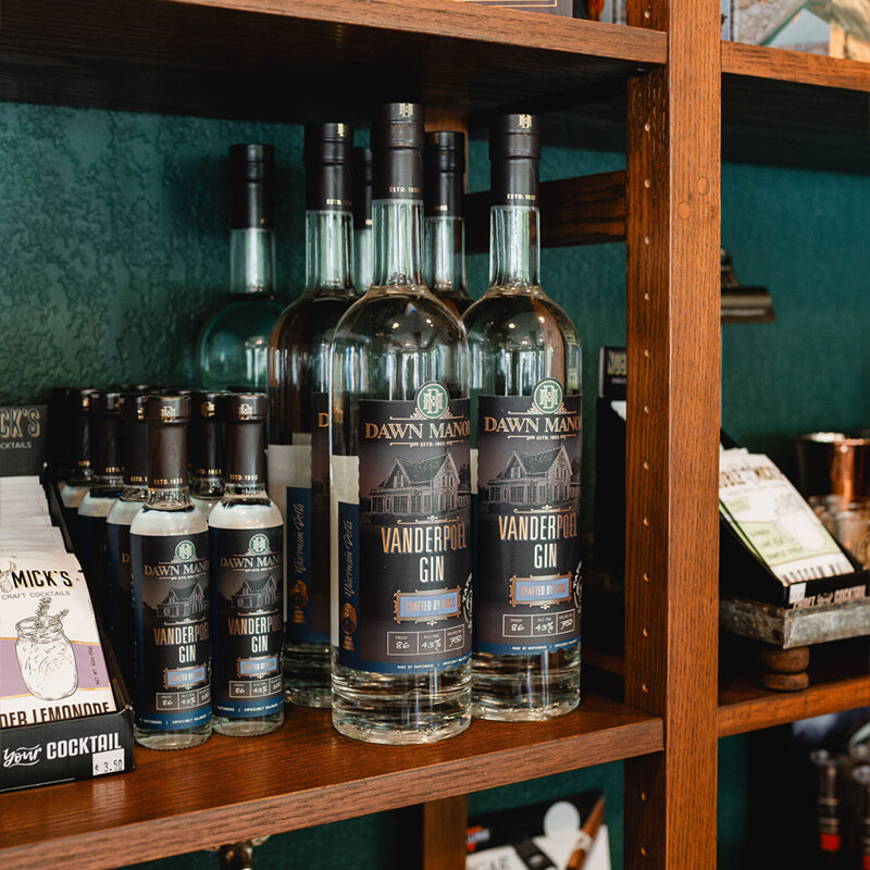 Bottles of Vanderpoel Gin at the Sundries Shoppe
